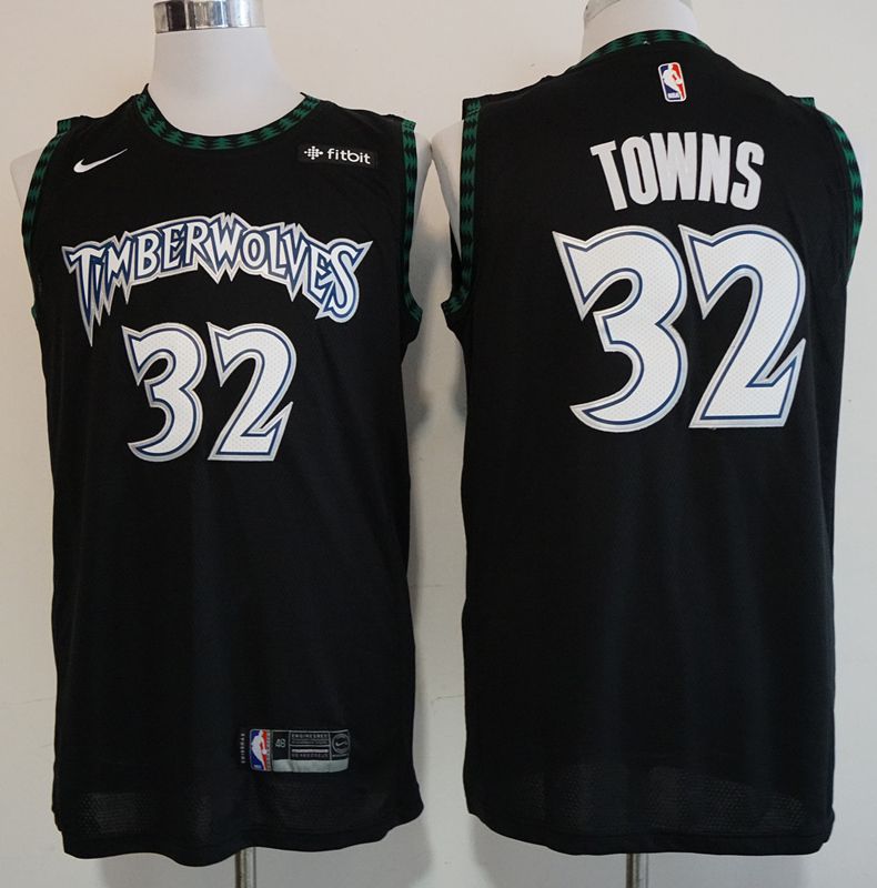 Men Minnesota Timberwolves #32 Towns Black Nike Game NBA Jerseys